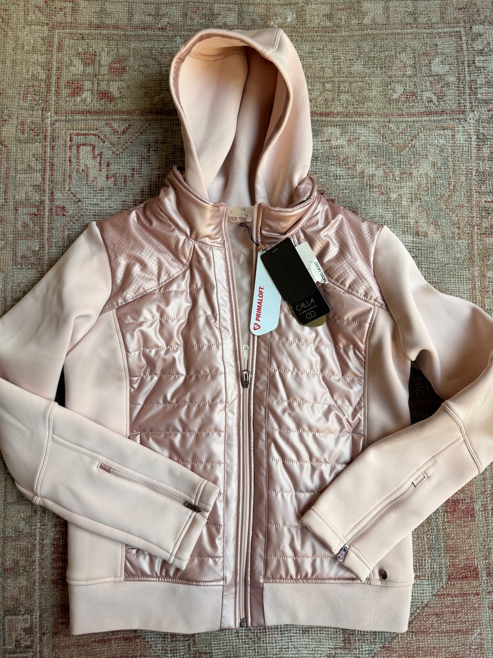 CALIA by Carrie Underwood Dusty Blush Quilted Hooded Puffer Jacket